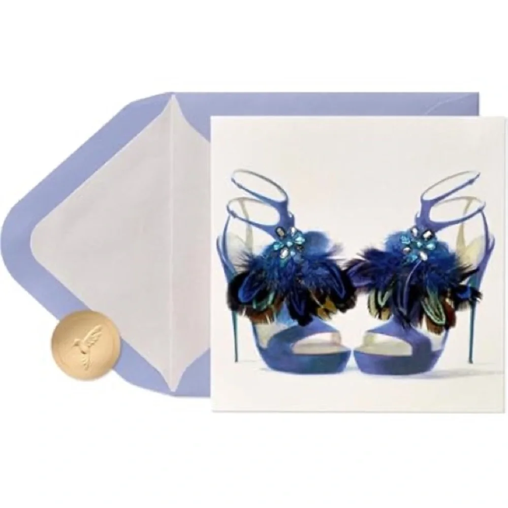 🆕Papyrus Feather High Heels Birthday Greeting Card